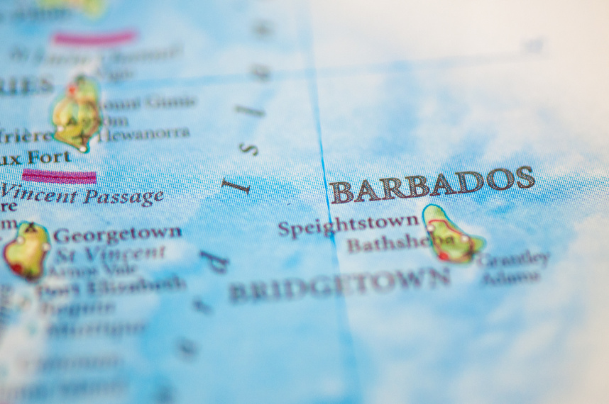 Barbados on a map.