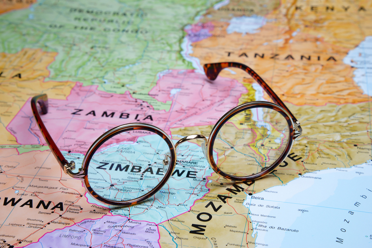 Glasses on a map - Zimbabwe